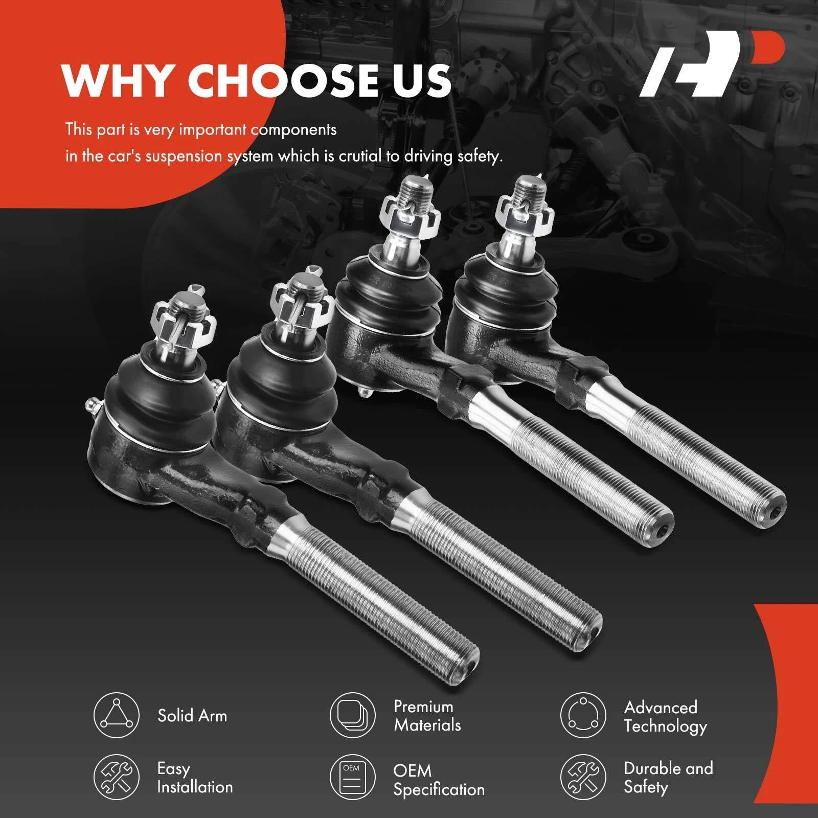 Set of 4 Inner & Outer Tie Rod Ends for Ford F-150 F-250 Expedition (1997–2023)