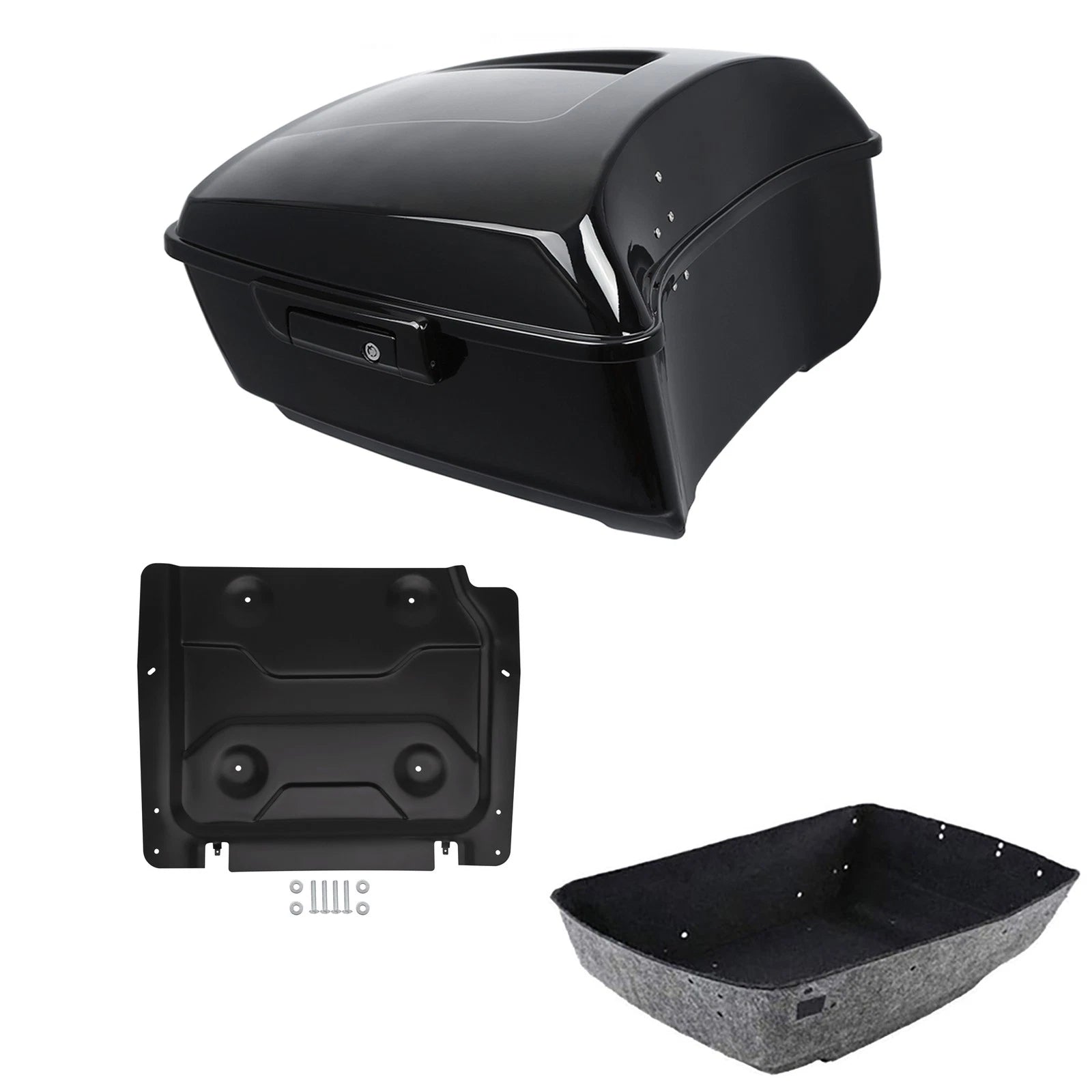 Black King Trunk Luggage Base Plate for Harley Touring Road Glide (2014–2026)