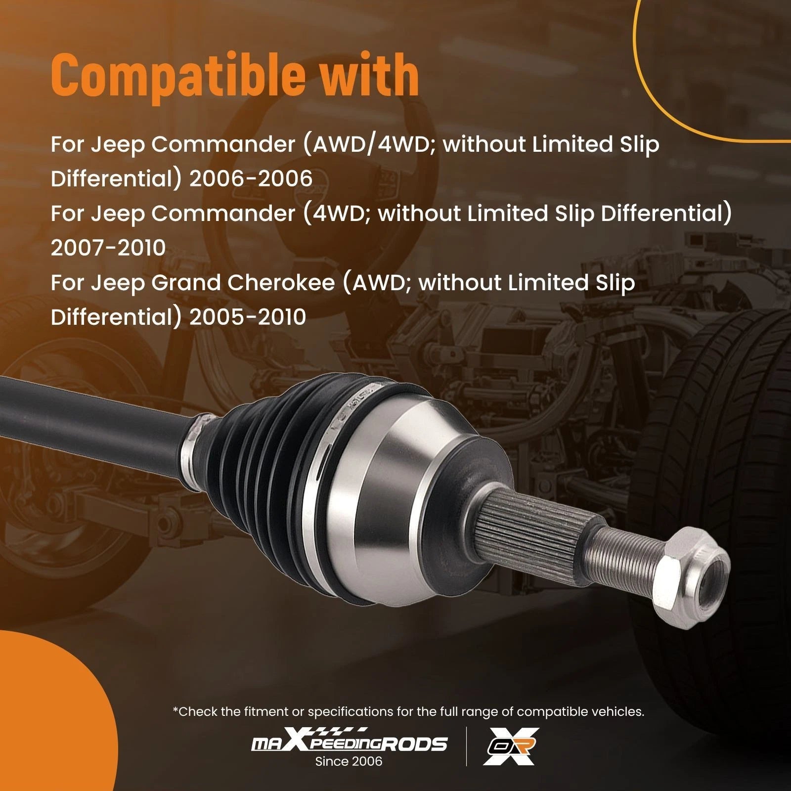 Front CV Axle Shafts for Jeep Commander, Grand Cherokee (2005-2010)
