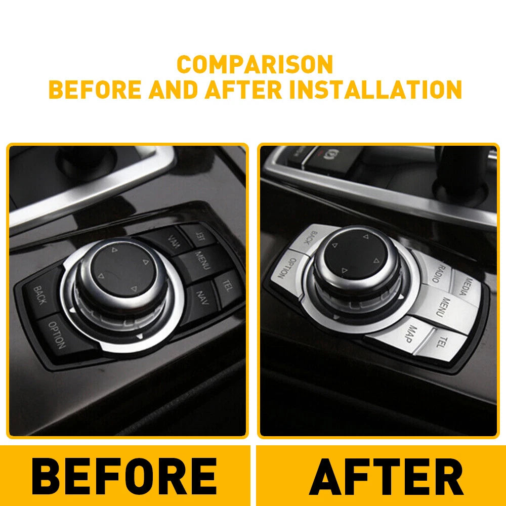 Chrome Multi-Media Button Cover Trim for BMW 3 4 5 6 X5 X6 Series (2013–2020)