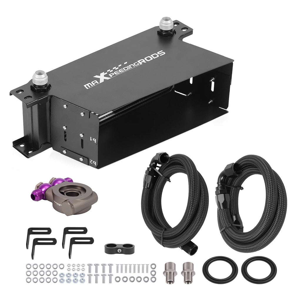 Universal Aluminum Transmission Oil Cooler 13-Row for 10AN Engines (with Adapter)