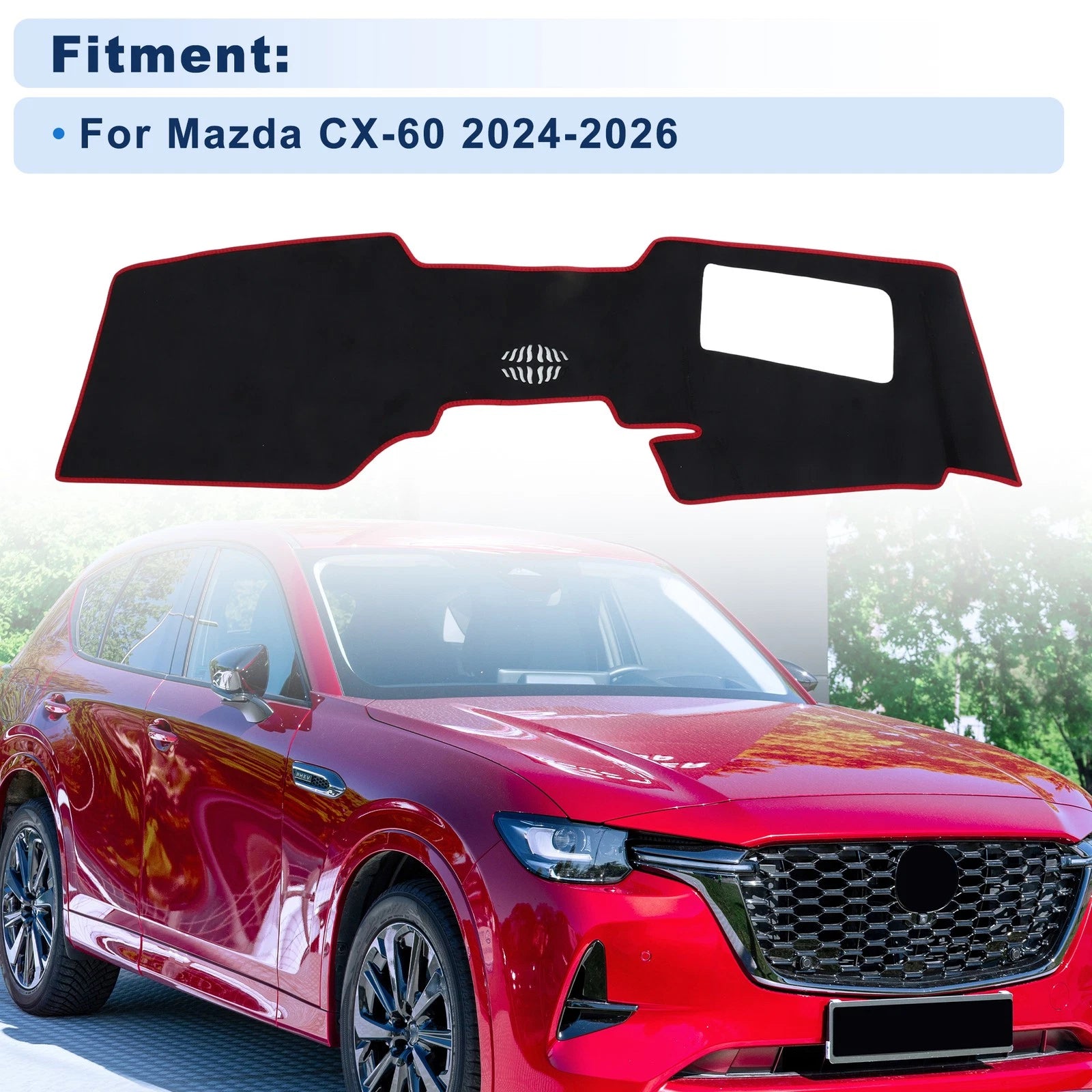 Dash Cover for Mazda CX-60 (2024–2026) Black with Red Edge