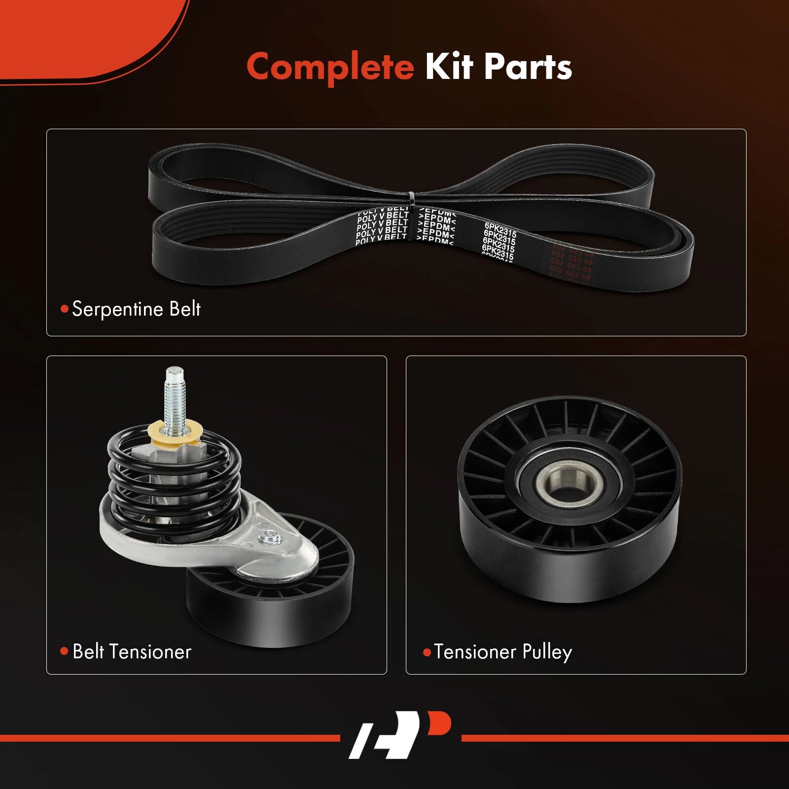 3X Serpentine Belt Drive Component Kit for Ford F-150 F-250 F-350 (1990–1992)
