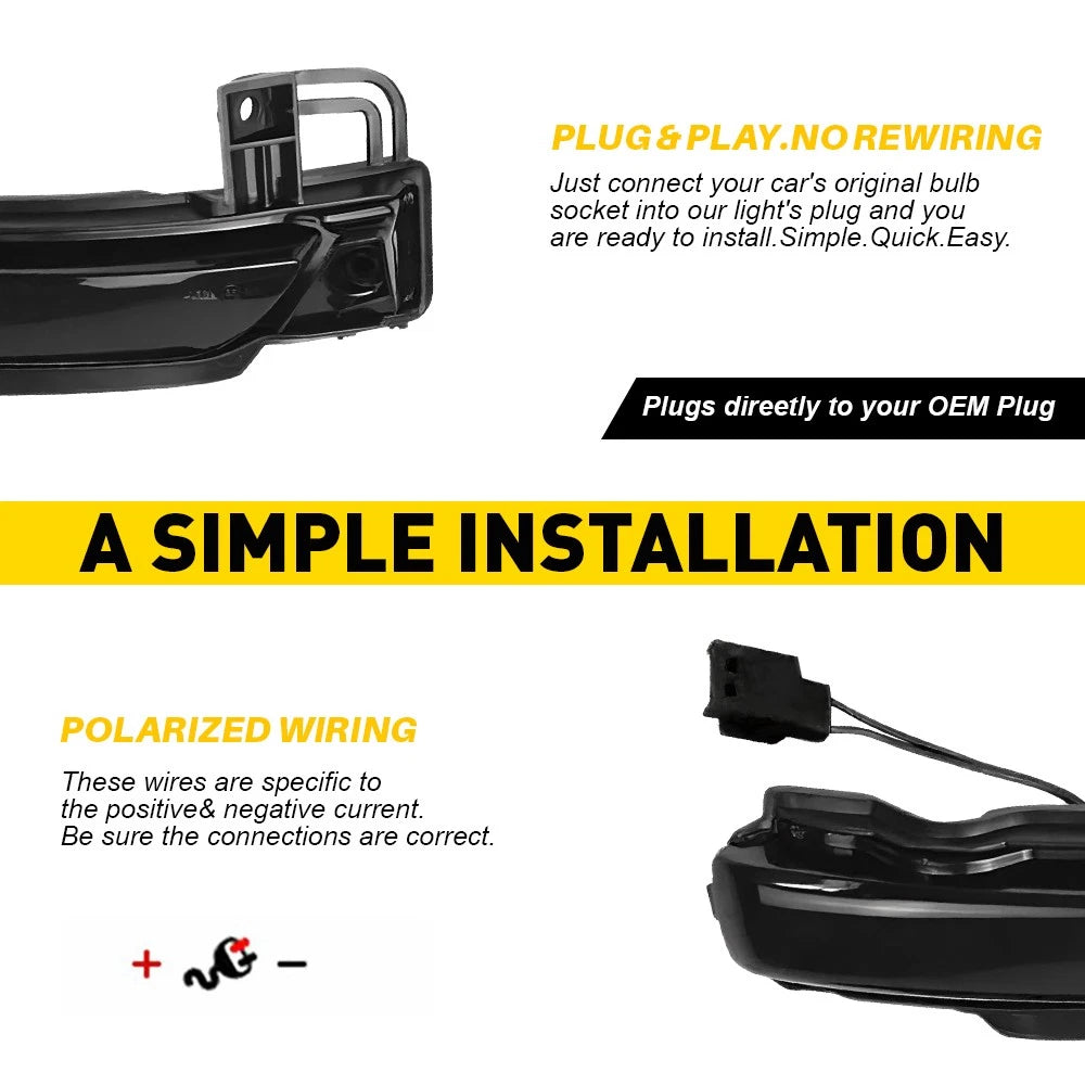 2X LED Dynamic Side Mirror Signal Lights for Dodge Durango (2011â2023)
