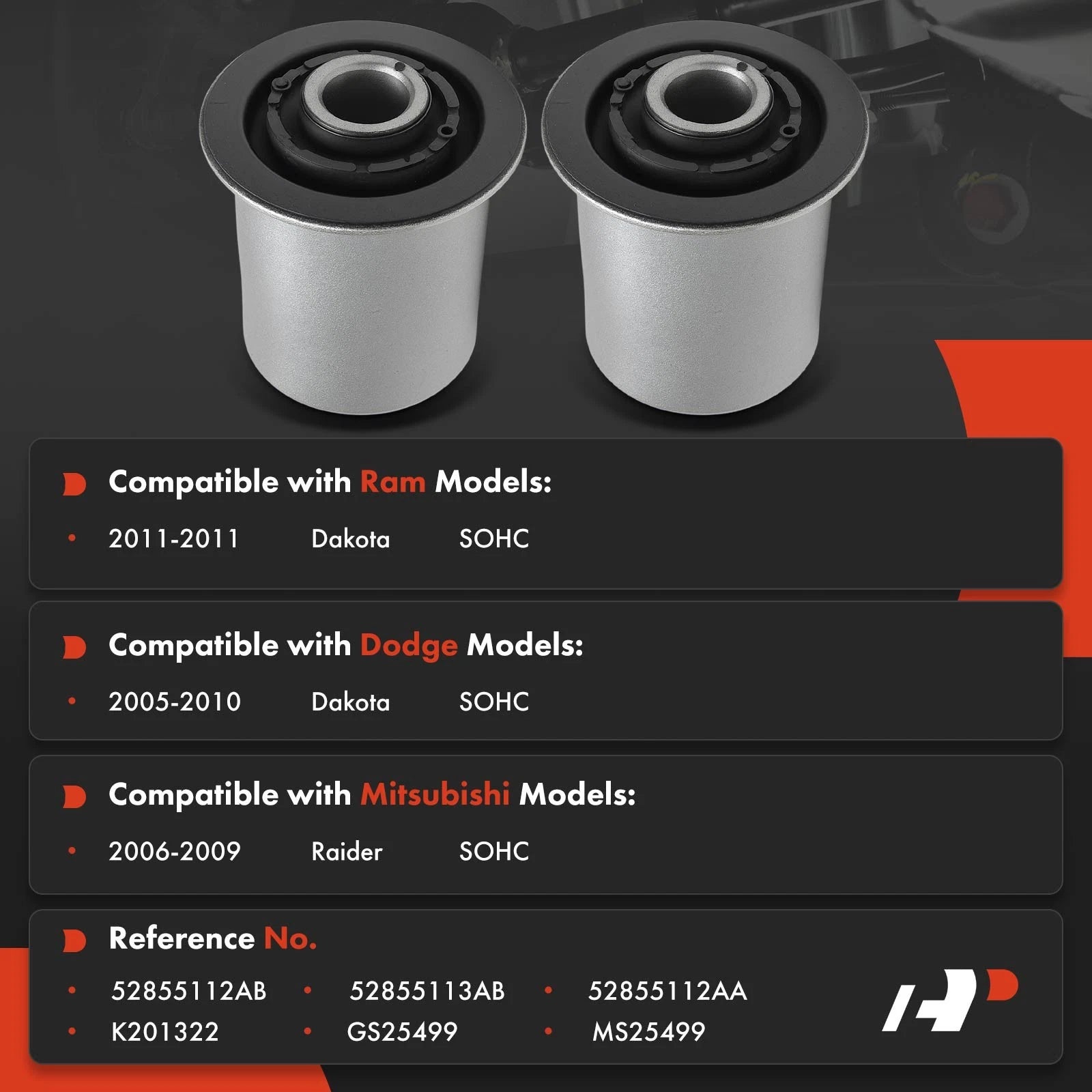 2X Front Lower Control Arm Bushing for Dodge Dakota (2005-2010)