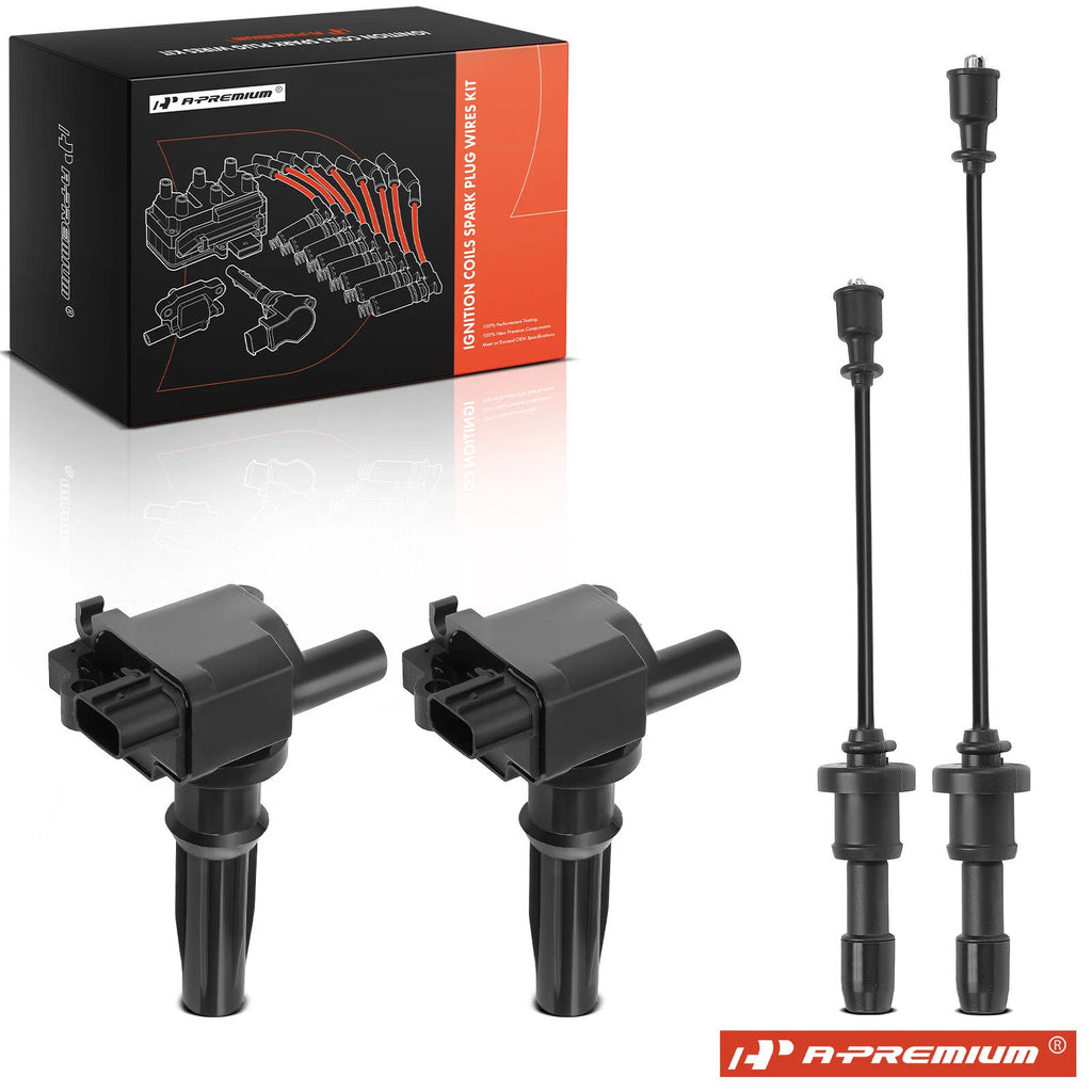 2X Ignition Coils & 2X Spark Plug Wires for Hyundai Sonata Kia Optima (2011–2019)