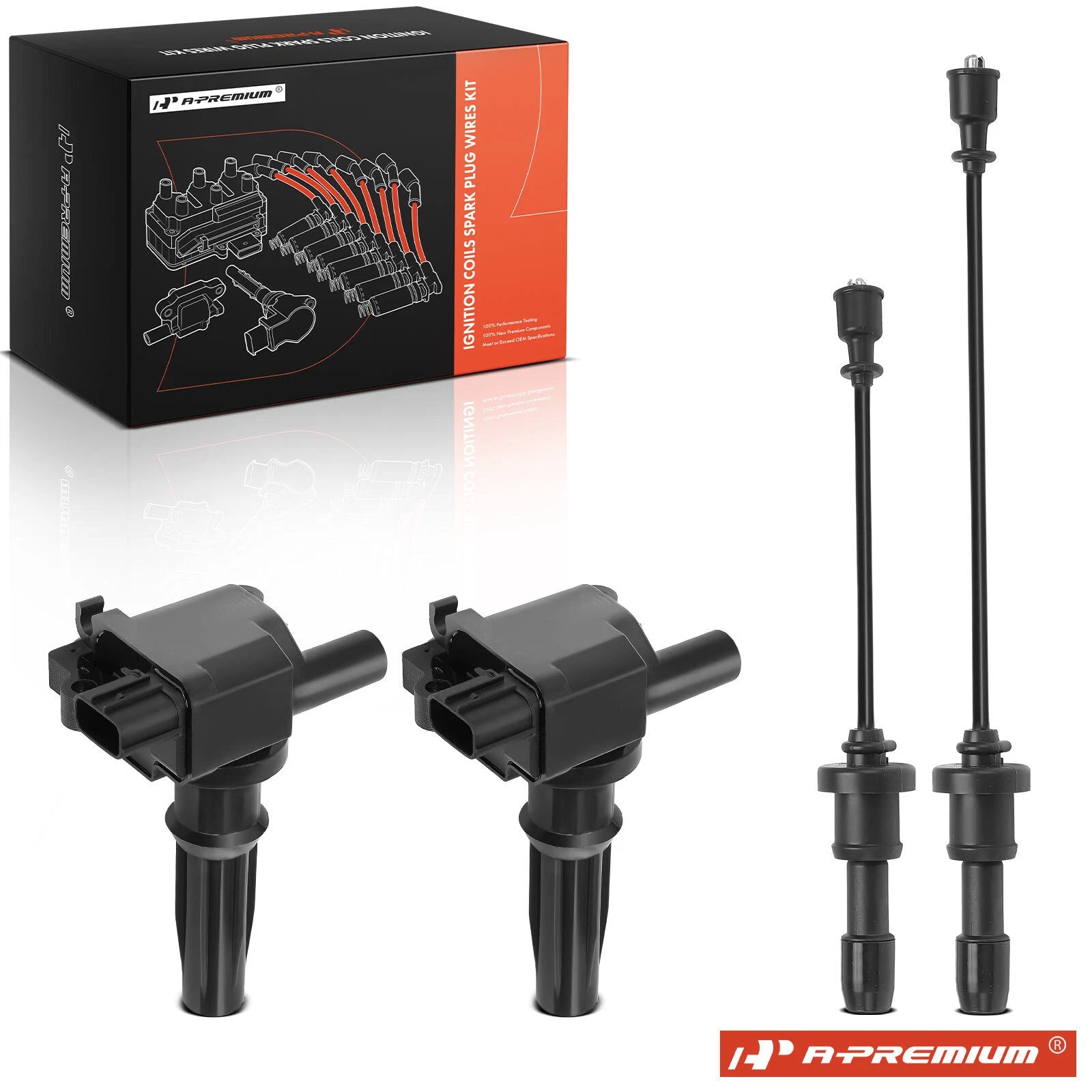 2X Ignition Coils & 2X Spark Plug Wires for Hyundai Sonata Kia Optima (2011–2019)