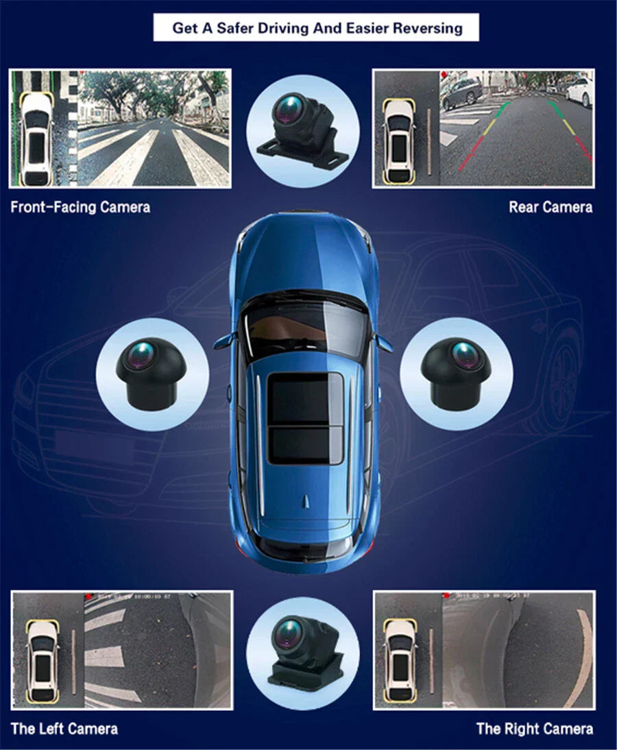 360�� Panoramic 4-Way Parking Reverse Camera for Car Stereo - Waterproof