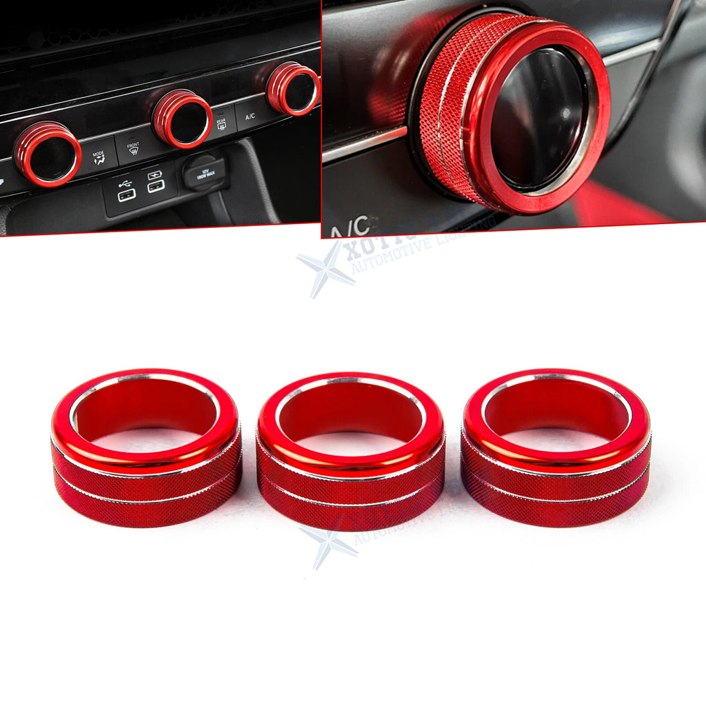 Red Center Console AC Switch Knob Ring Covers for Honda Civic Accord (2023–2024)