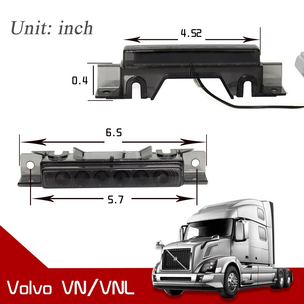 Set of 5 Smoked Amber 6 LED Cab Marker Lights for Volvo VN/VNL