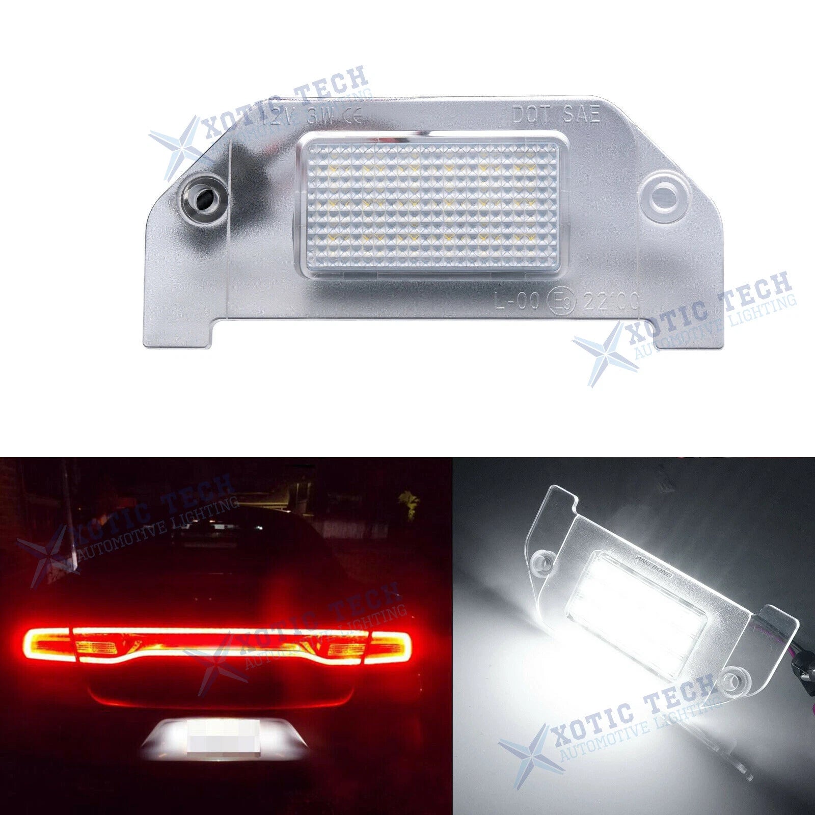 White LED License Plate Tag Light for Dodge Charger Challenger Dart Avenger (2011–2020)
