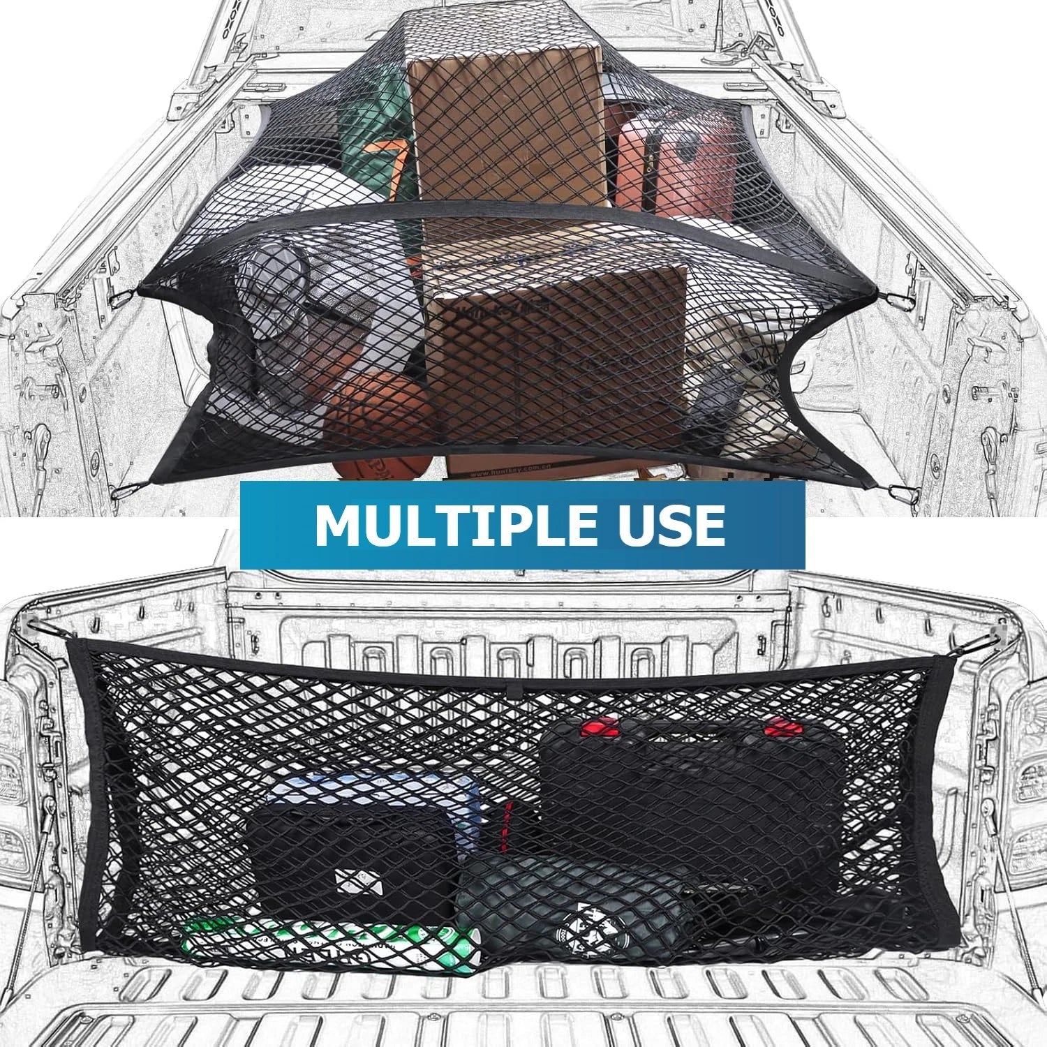 Truck Bed Bungee Cargo Net Stretchable Mesh Organizer for Camping (2019–2024)