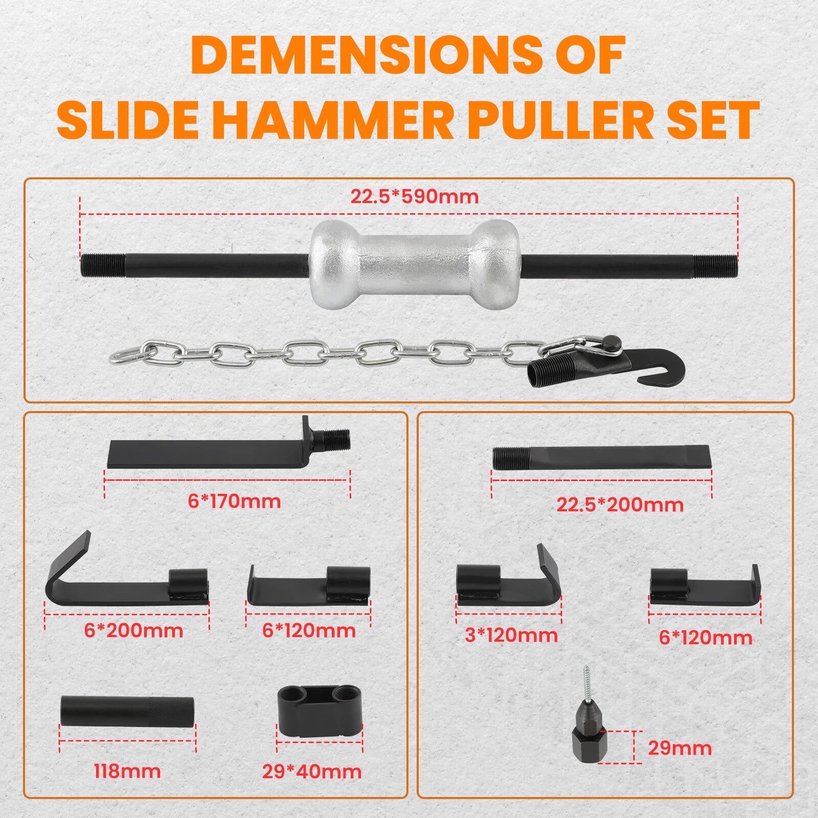 Slide Hammer Dent Puller Tool for Auto Body Repair (Universal)