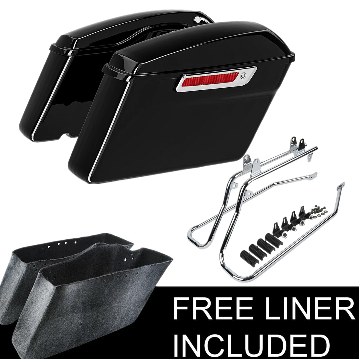 Hard Saddlebags with Conversion Brackets for Harley Softail Deluxe Fatboy (1984–2017)