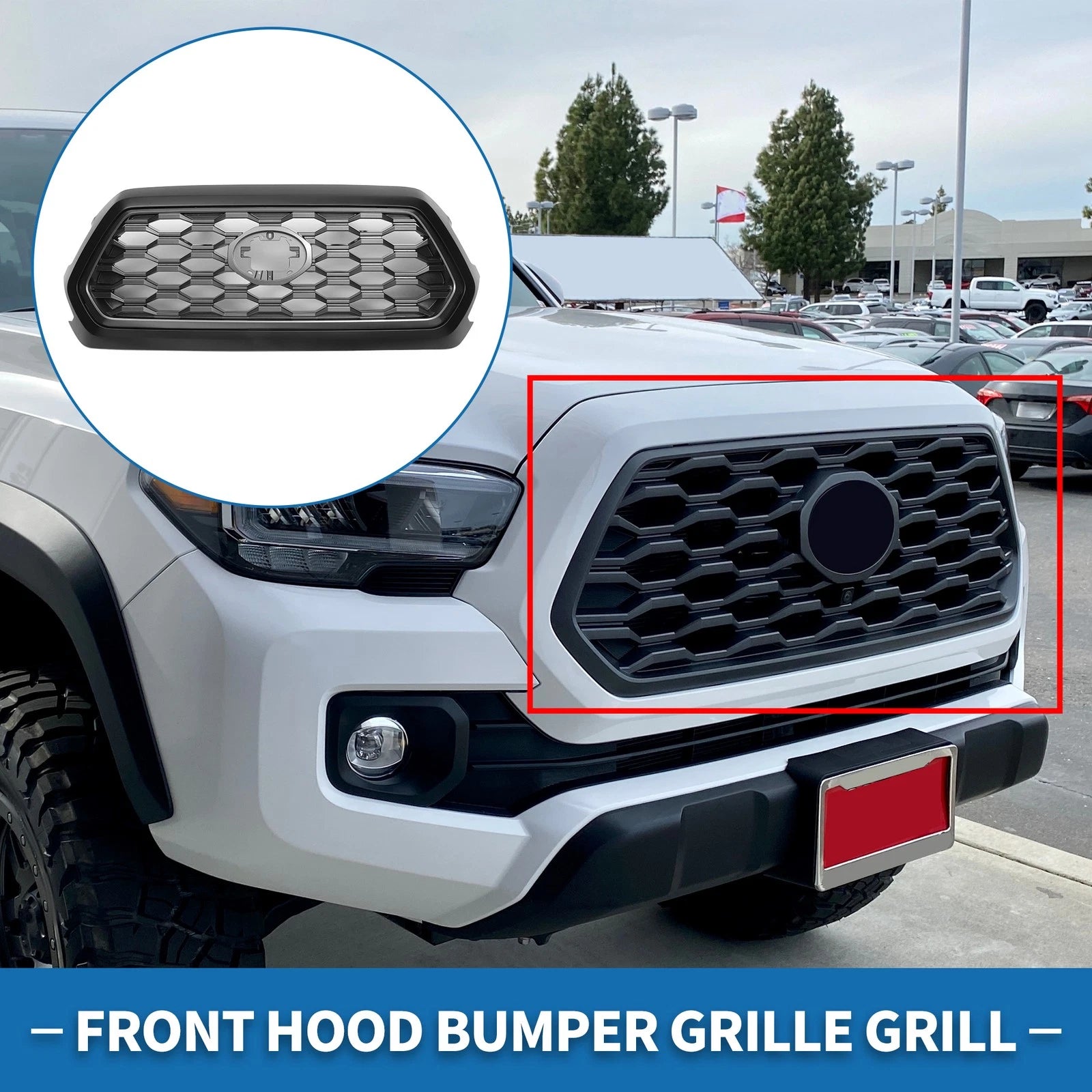 Front Hood Bumper Grille for Toyota Tacoma (2021–2023) Black