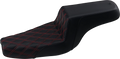 SADDLEMEN Step-Up Seat for Harley Davidson XL (2004–2023) - Black, Red Stitching