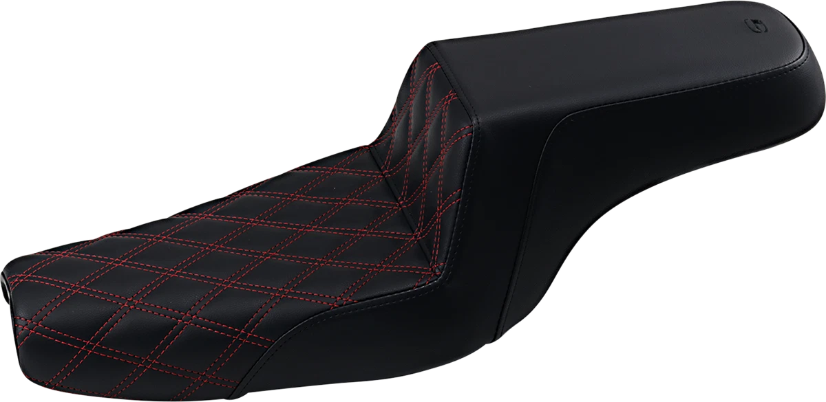 SADDLEMEN Step-Up Seat for Harley Davidson XL (2004–2023) - Black, Red Stitching