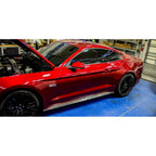 Brushed Stainless Side Skirt Overlays w/Polished 'Mustang' for 2015-2016 Mustang