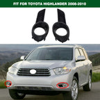 2 x Pair Front Fog Lights Covers Bezels Black for Toyota Highlander (2008–2010)