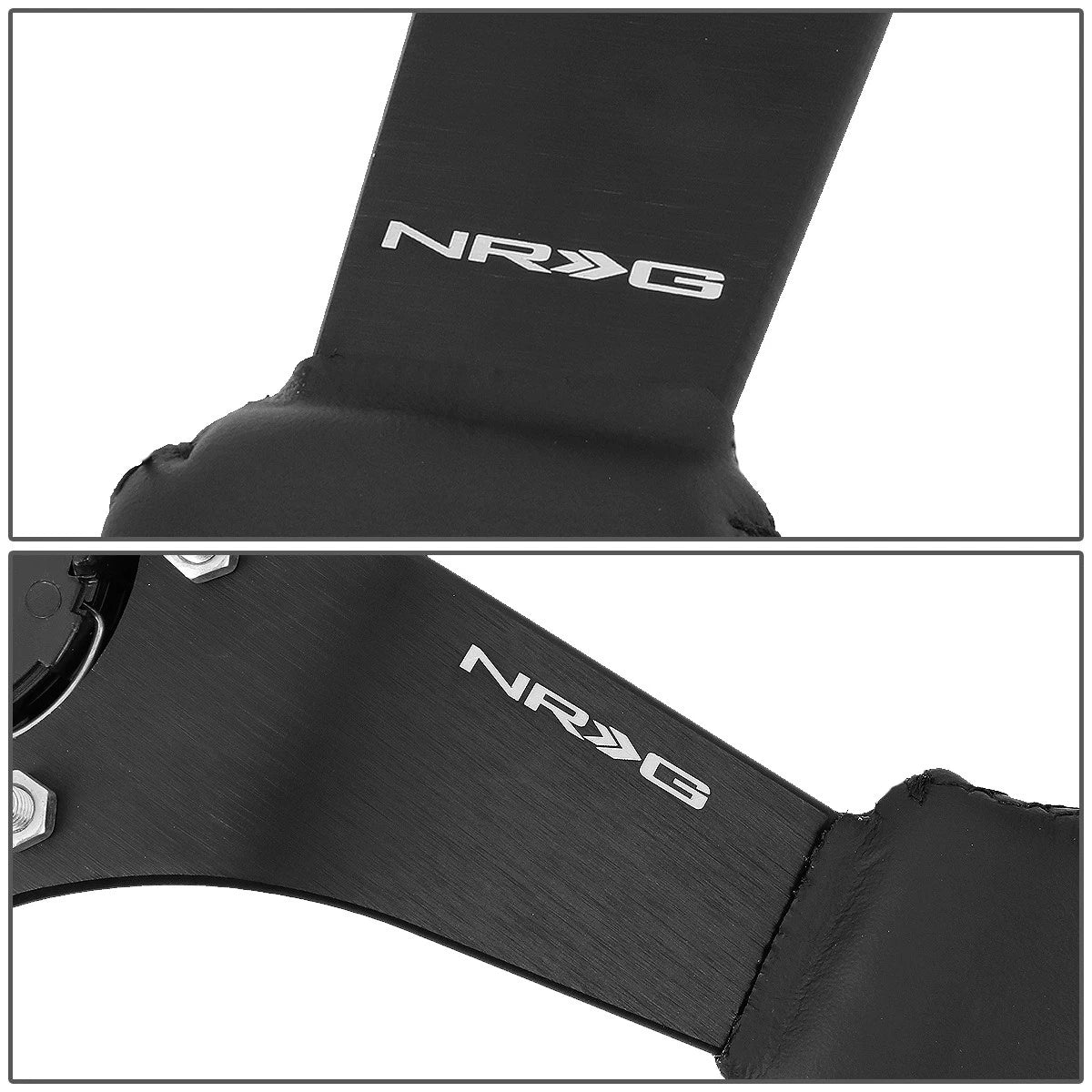 NRG 33cm Deep Dish Black Leather Steering Wheel for Universal Fit (N/A)