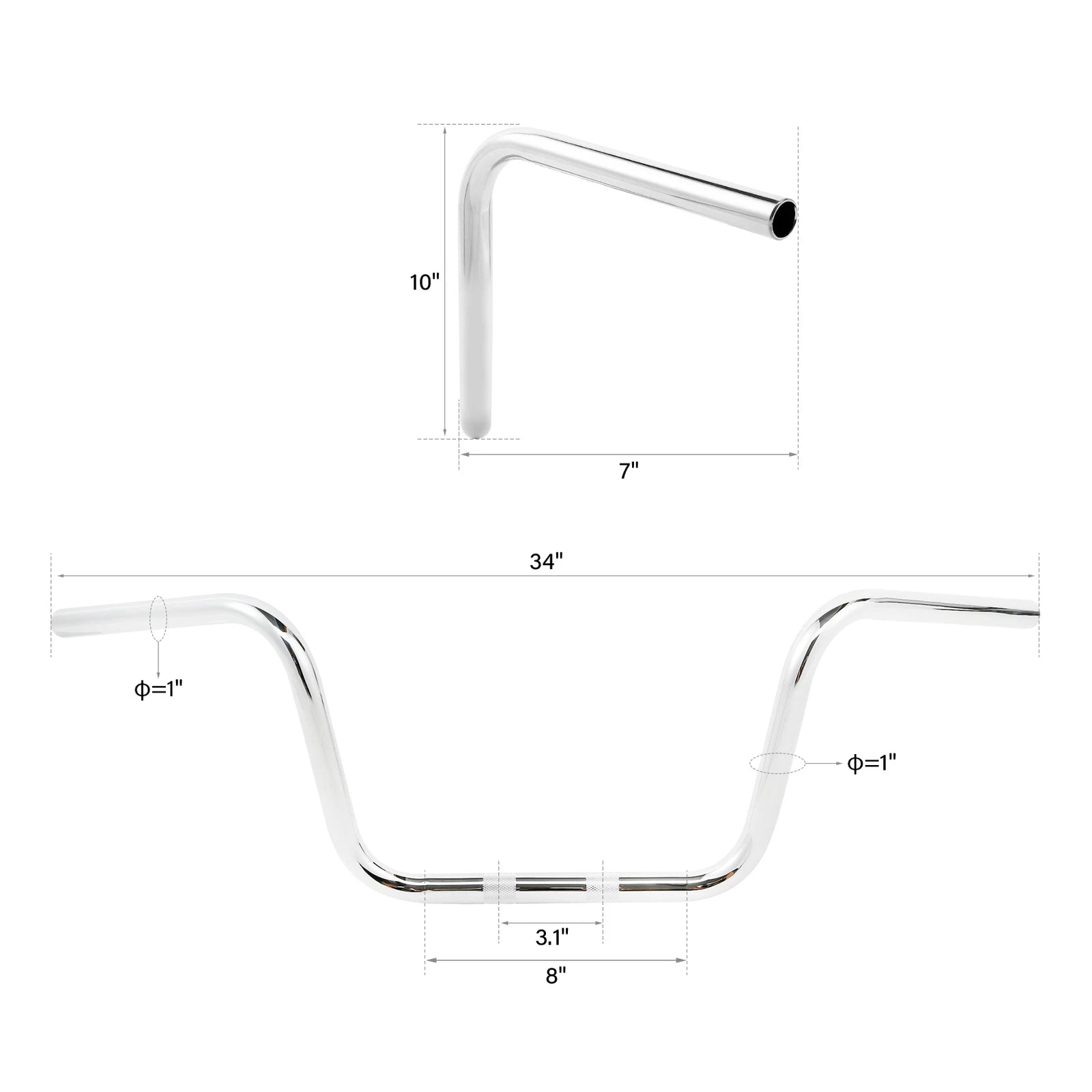 10" Rise Ape Hanger Handlebar for Harley FLST FXST Sportster XL883 1200