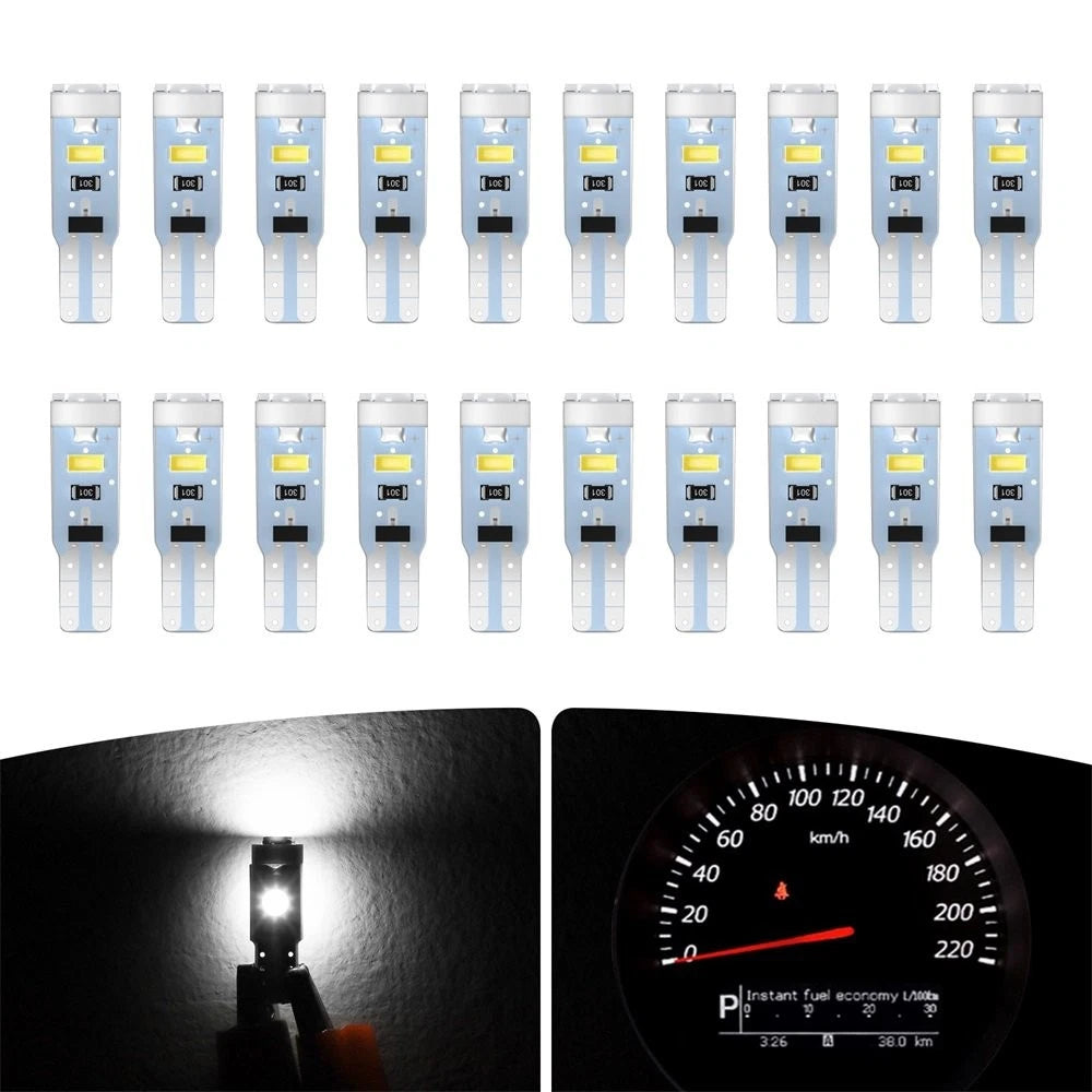 20x 74 T5 37 18 Bright White 5-SMD LED Bulb for Sun Visor Vanity Mirror Lights