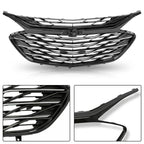Set of 3 Front Bumper Grilles for Chevrolet Malibu (2019–2020) Glossy Black