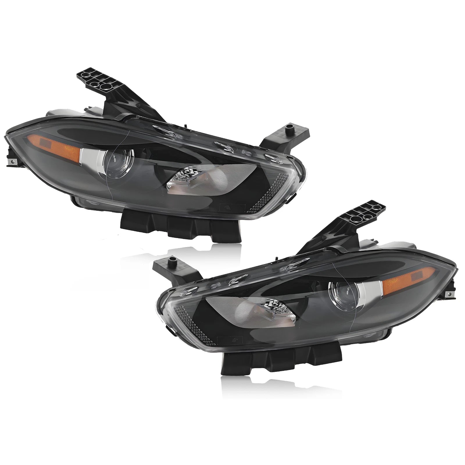 Halogen Headlight Set for Dodge Dart (2013–2016) w/Black Trim, Left+Right