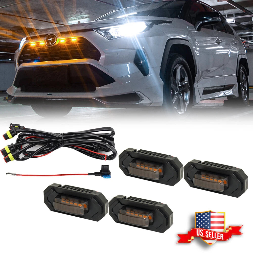 Front Grille Amber LED Lights for Toyota RAV4 (2019–2022)