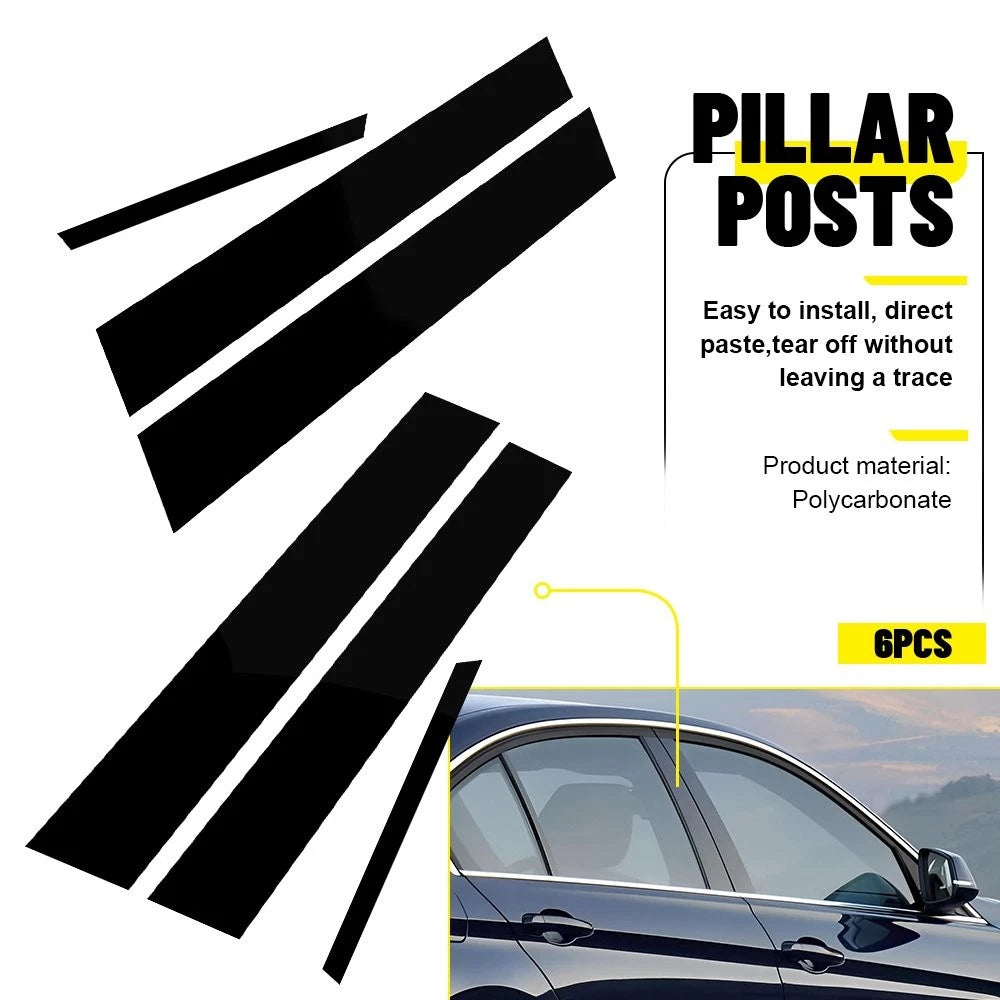 6X Black Window Pillar Posts Cover Trim for BMW 3 Series F30 (2013–2018)