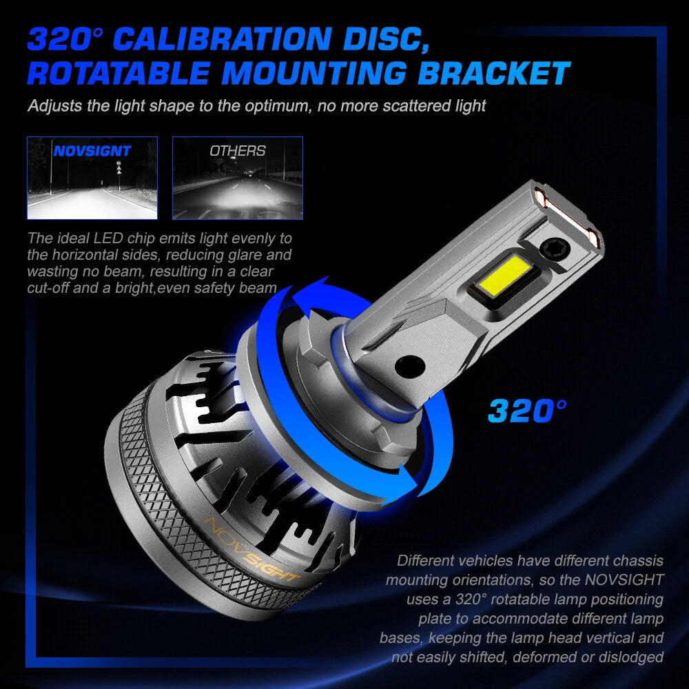 2X H11 H9 H8 LED Headlight Bulbs 25000LM 6500K Double Beam for Vehicles