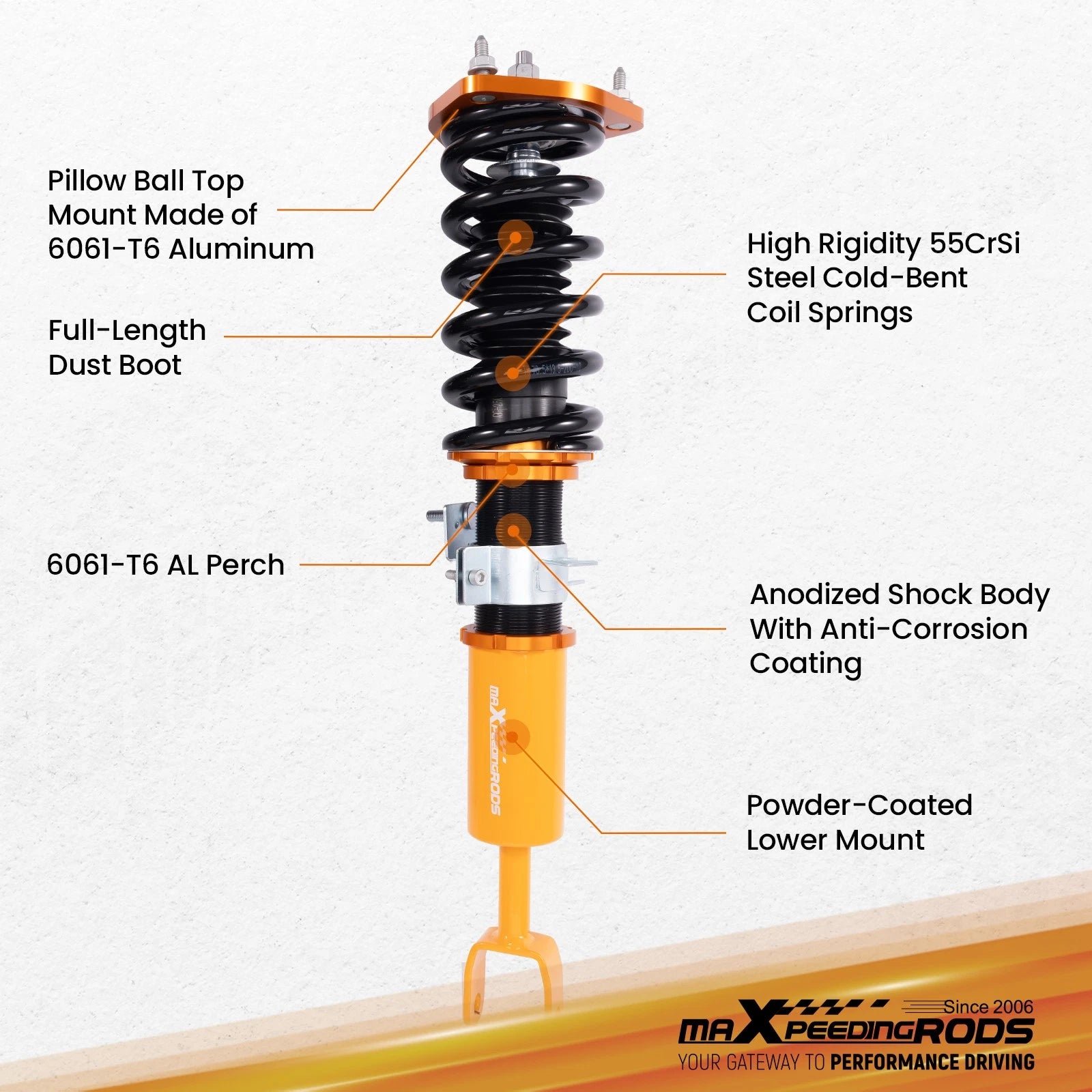 Coilover Struts Kit for Infiniti G35 (2003-2007) RWD Adjustable Height
