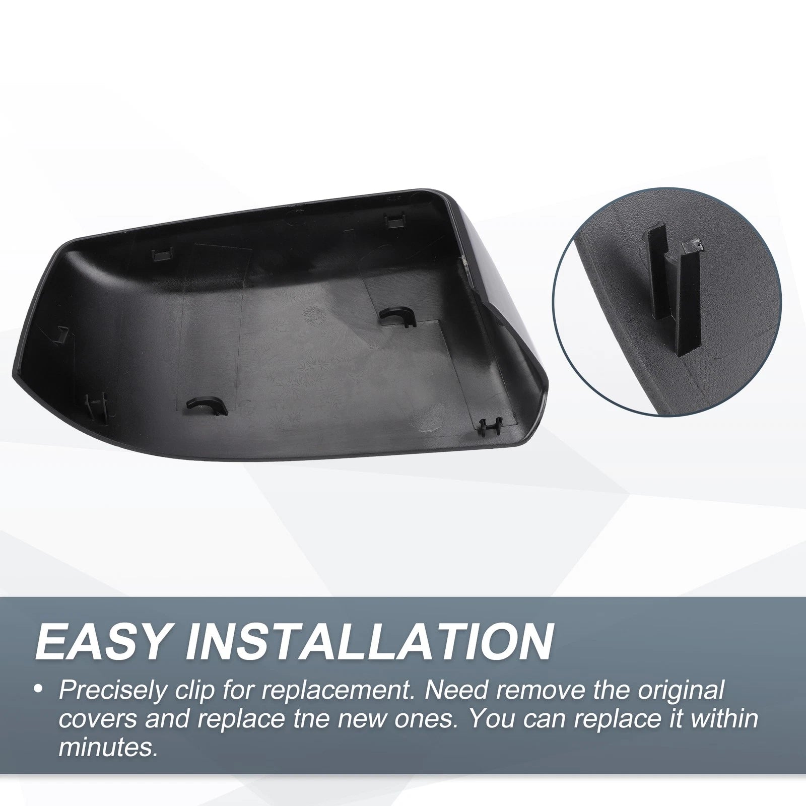 Set of 2 Rearview Mirror Cover Caps Gloss Black for Cadillac Chevrolet GMC