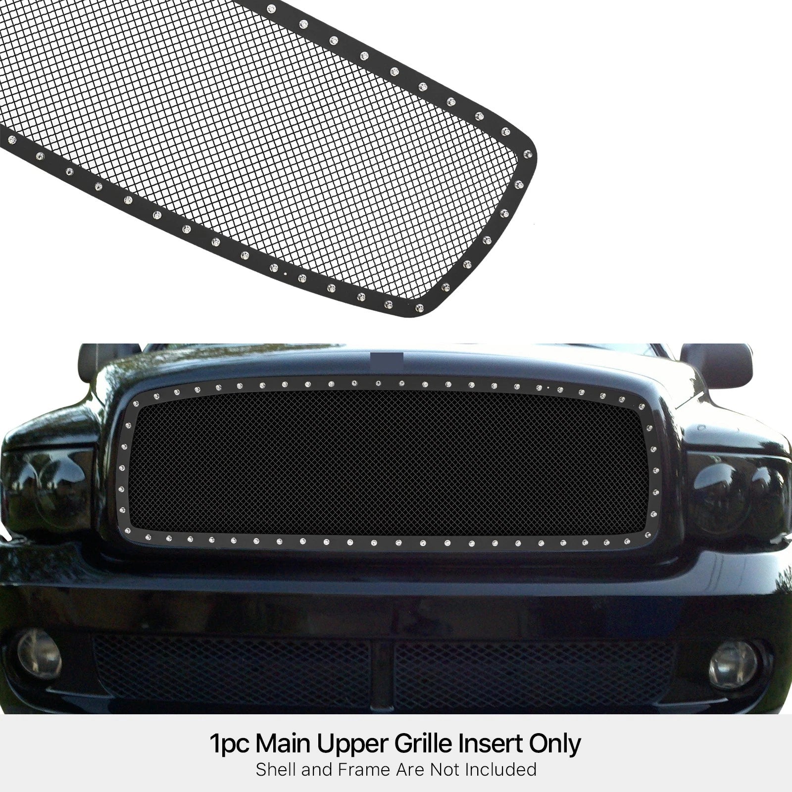 Black Upper Mesh Grille Insert for Dodge Ram 1500/2500/3500 (2002-2005)