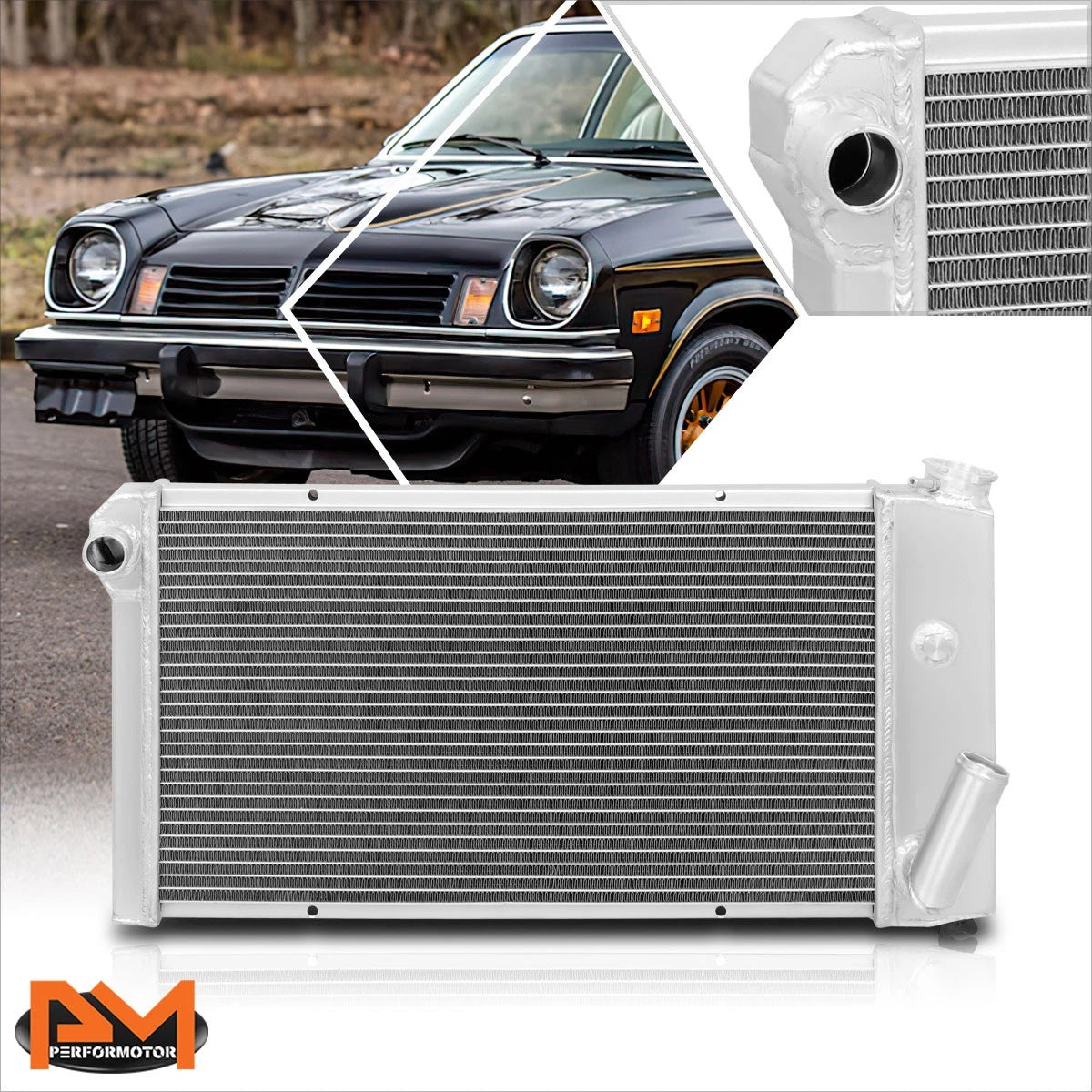 3-Row Aluminum Cooling Radiator for Chevy Vega/Pontiac Astre (1971–1977)