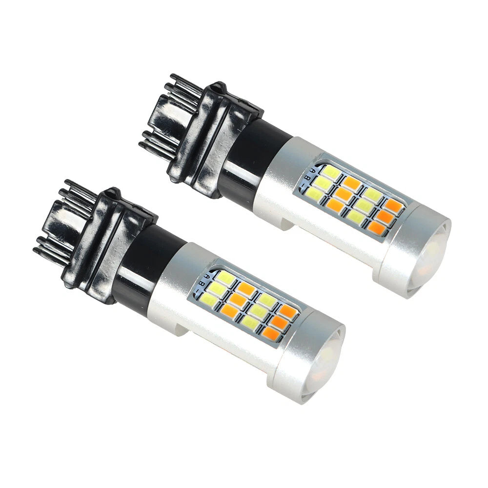 2X Dual Color White/Amber 3157 LED Turn Signal Bulbs for Various Models