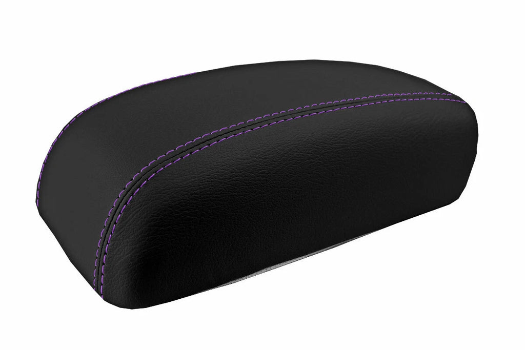 Leather Console Lid Armrest Cover for Hyundai Elantra (2007–2010) Purple Stitch