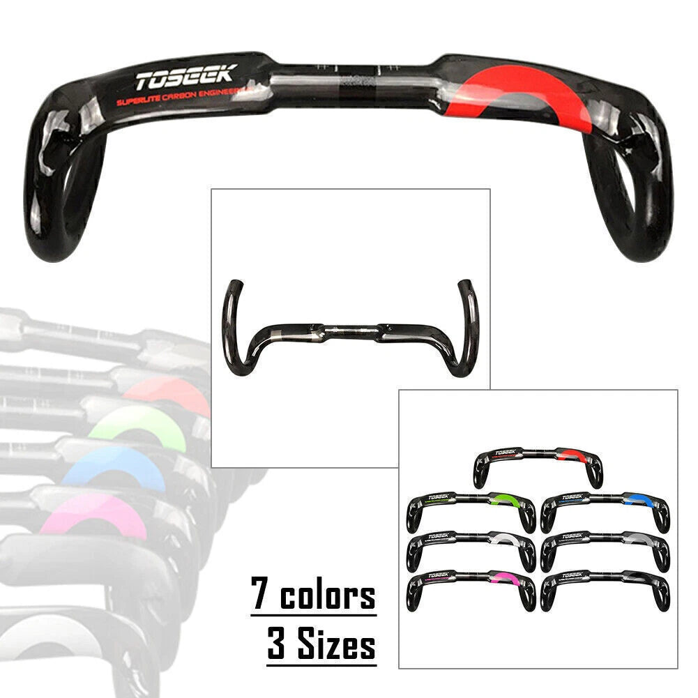 Toseek Carbon Fiber Drop Handlebar for Road Bike (400/420/440mm)