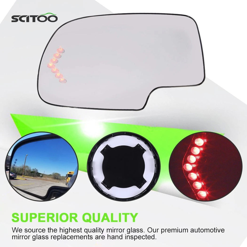 Driver Side Mirror Glass with Heated Signal Light for Chevy GMC (2003–2007)