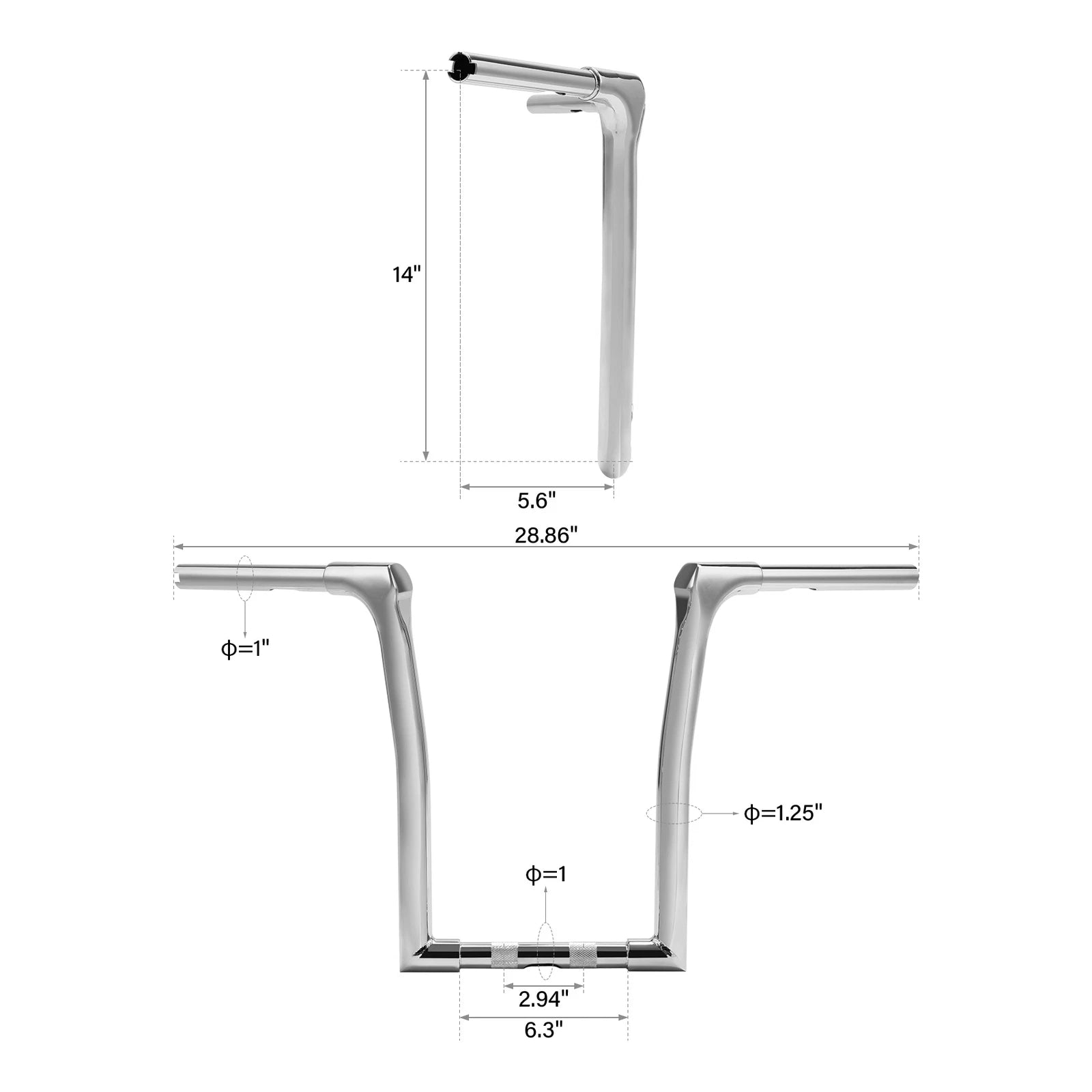 14" Rise Ape Hanger Handlebar 1-1/4" for Harley Softail Street Bob (2018–2024)