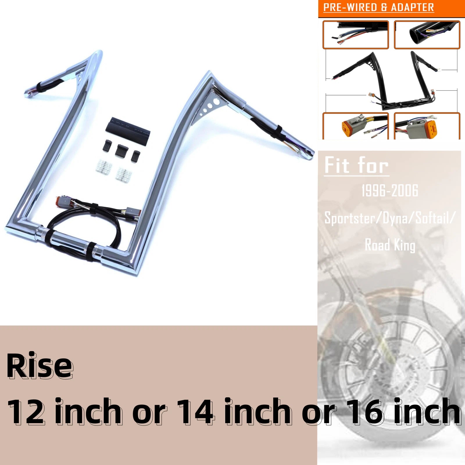 Prewired Handlebar Set of 3 for Sportster Dyna Softail Fat Boy (1996–2006)