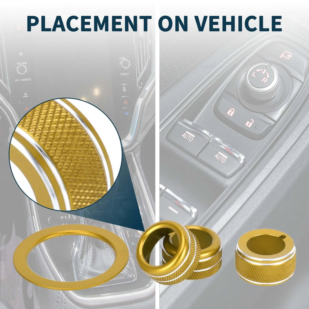 Set of 4 Media Tune Engine Start Mirror Knob Covers for Subaru WRX (2022–2023) Gold Tone