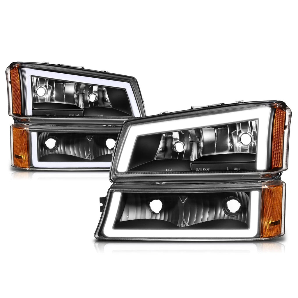 C-Shape LED DRL Headlights Bumper Lamps for Chevy Silverado (2003–2007)