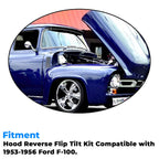 Hood Flip Tilt Combo Kit for Ford F100 (1953–1956) - Stainless Steel Rubber