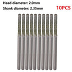 10pcs 2mm Diamond Coated Drill Bits for Lapidary Work (42mm Shank)