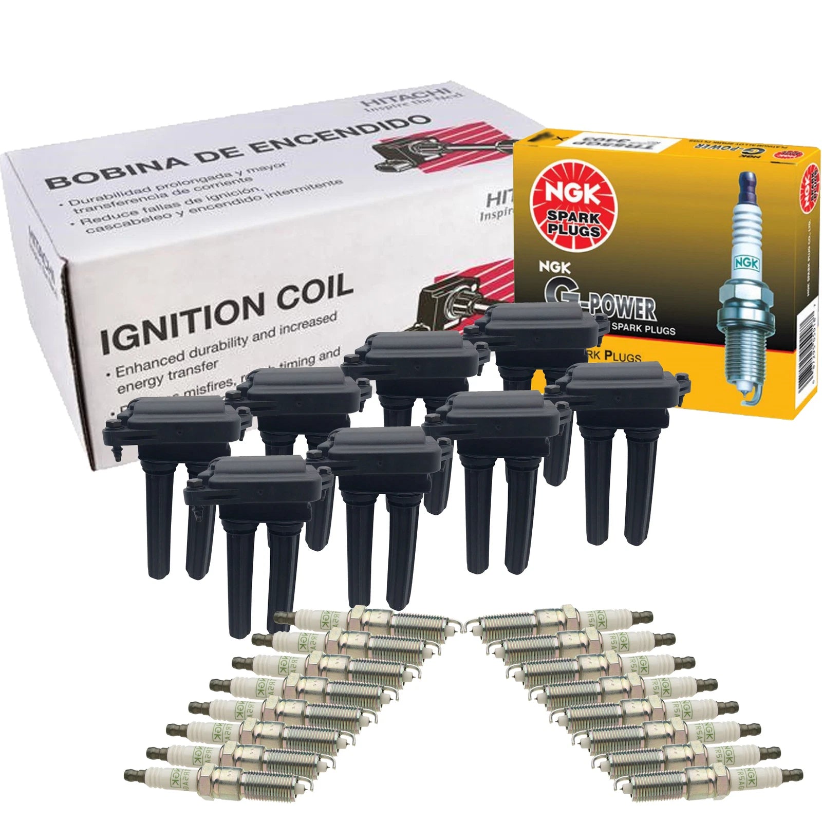 Set of 8 Ignition Coils & 16 NGK GPower Spark Plugs for Chrysler Dodge Jeep