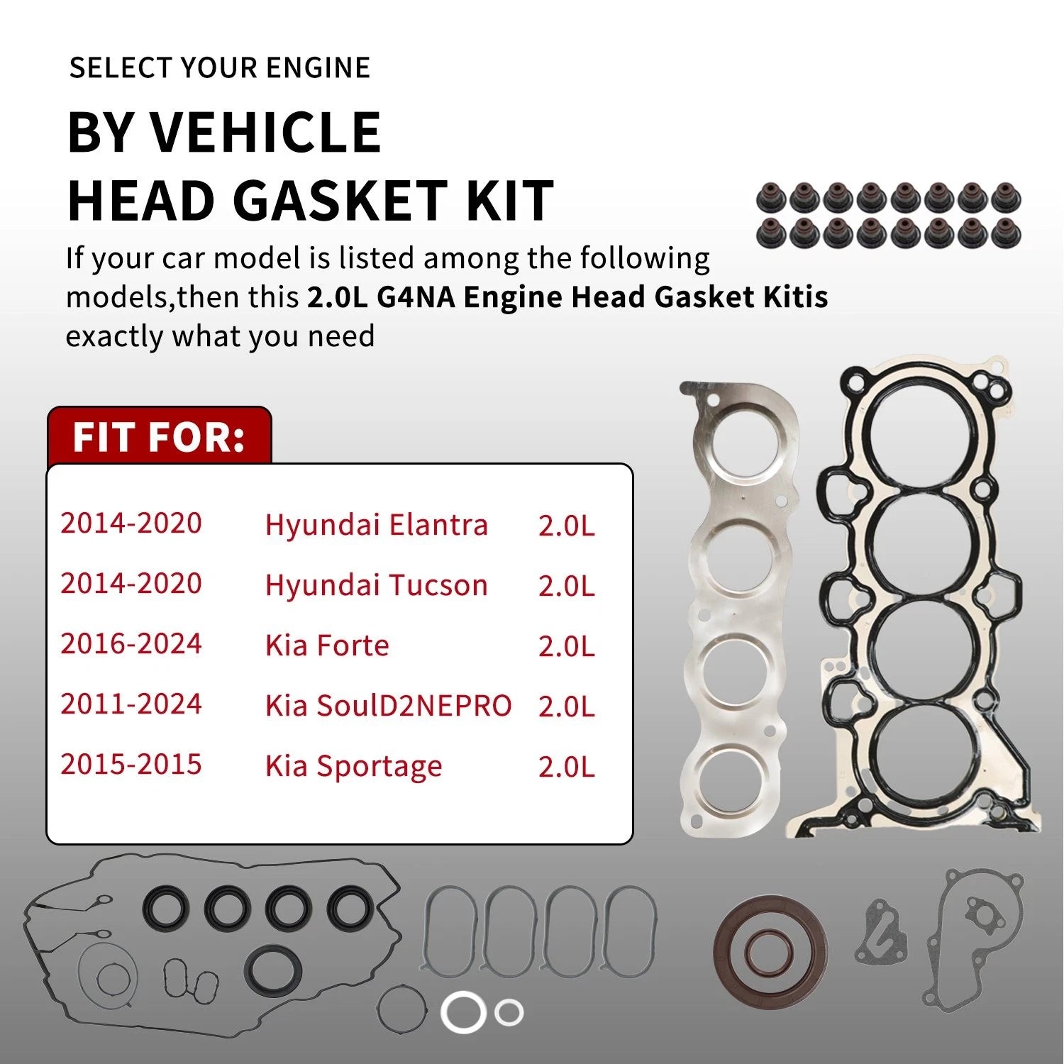 Engine Rebuild Kit for Hyundai Kia 2.0L G4NA (Crankshaft, Con Rods, Gasket)