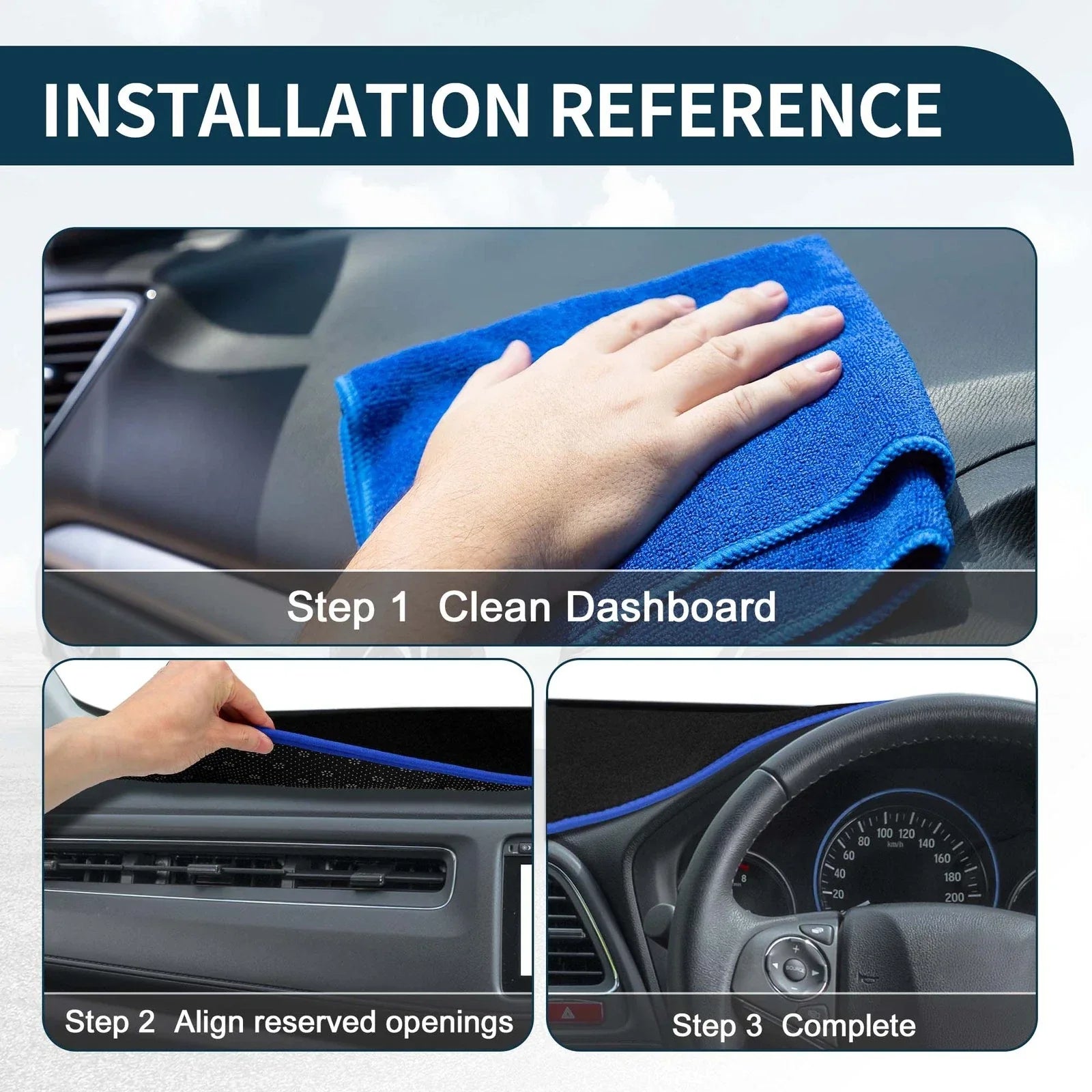 Dashboard Cover Mat for Honda Accord CY2 Sun Protector Pad Black Blue