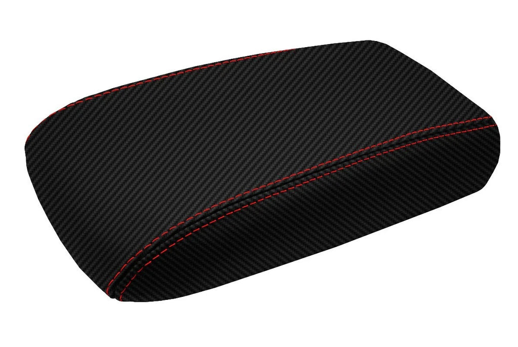 Carbon Fiber Console Lid Cover for Chevrolet Trailblazer (2002–2009) Red Stitch