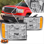 Factory Style Headlights Chrome/Amber for GMC Sierra 1500/2500 HD 3500 HD (2007–2014)